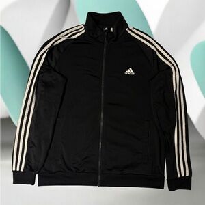adidas Black Track Jacket with White Stripe Detail